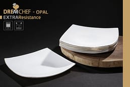 צלחת OPAL מרובעת פס זהב 26*26 ס"מ בגודל 26*26 ס"מ בצבע לבן